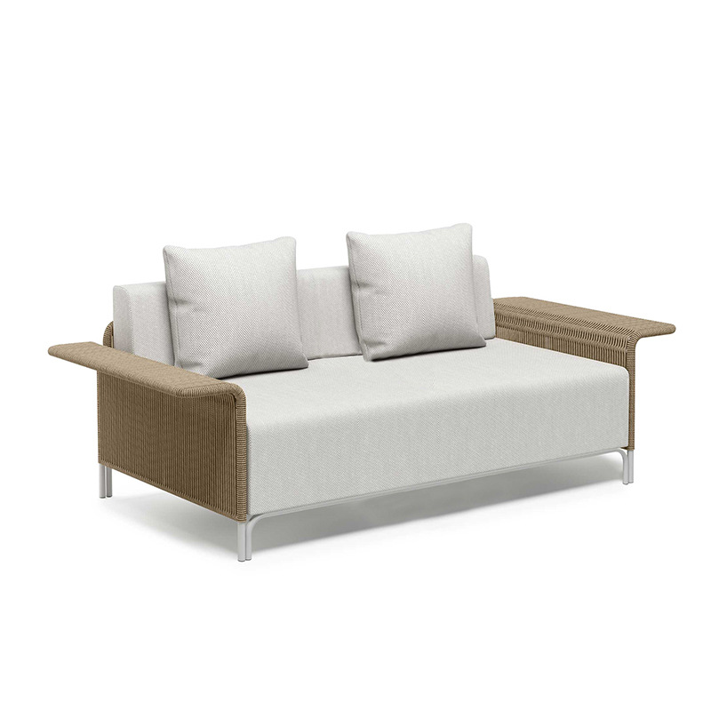 Sofá al aire libre patio trenzado combinación de silla de caña impermeable solar jardín villa terraza de alojamiento nórdico muebles de esquina