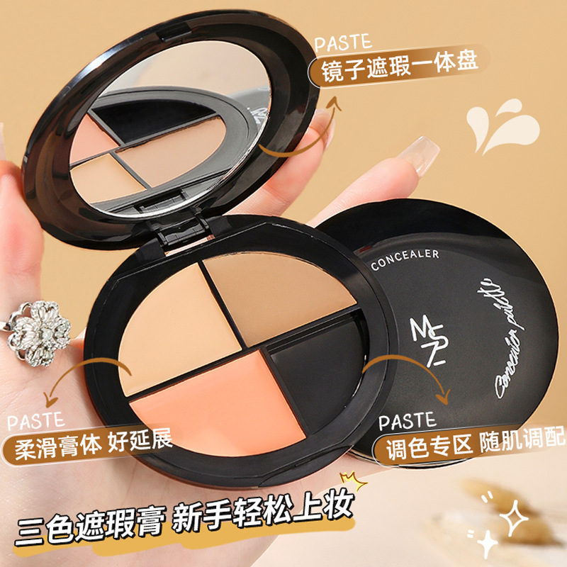 Placa correctora de tres colores Ming Xizhi para cubrir las ojeras, las manchas, las marcas de acné, el surco de lágrimas en la cara, iluminar y reparar el corrector fabricante