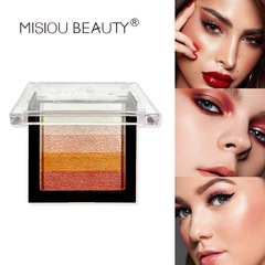 跨境彩妝五色條紋不暈染眼影五色珠光高光微閃彩色眼影盤