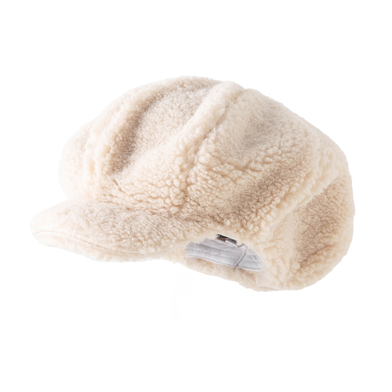 Lamb Wool Beret Women Autumn Winter Warm Octagonal Fashion Hat_voghion.com