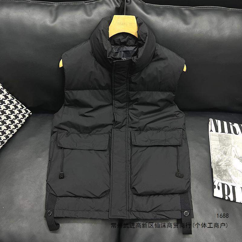 2026 Casual Large Pocket Sleeveless Down Vest Jacket for Men, Trendy Stand Collar Down Jacket, Warm Vest