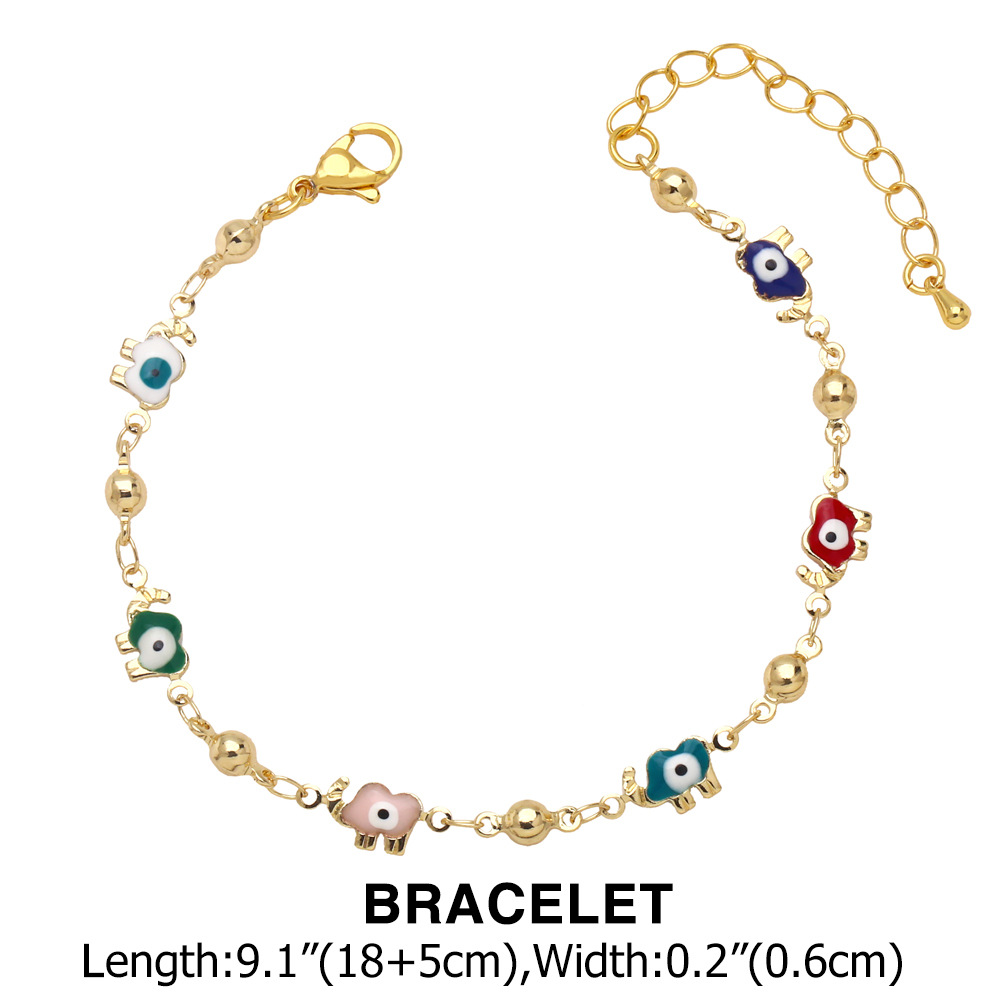 Fashion Devilu0027S Eye Elephant Copper Bracelets Necklace