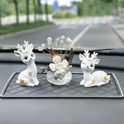 Goddess car accessories ornaments, Car ornaments - white-little-fairy-deer-crystal-lucky-flower-medium-drill-pad-send-traceless-glue-10