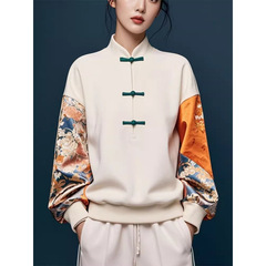 新中式国风卫衣盘扣立领禅意上衣女秋冬新款时尚复古别致长袖小衫