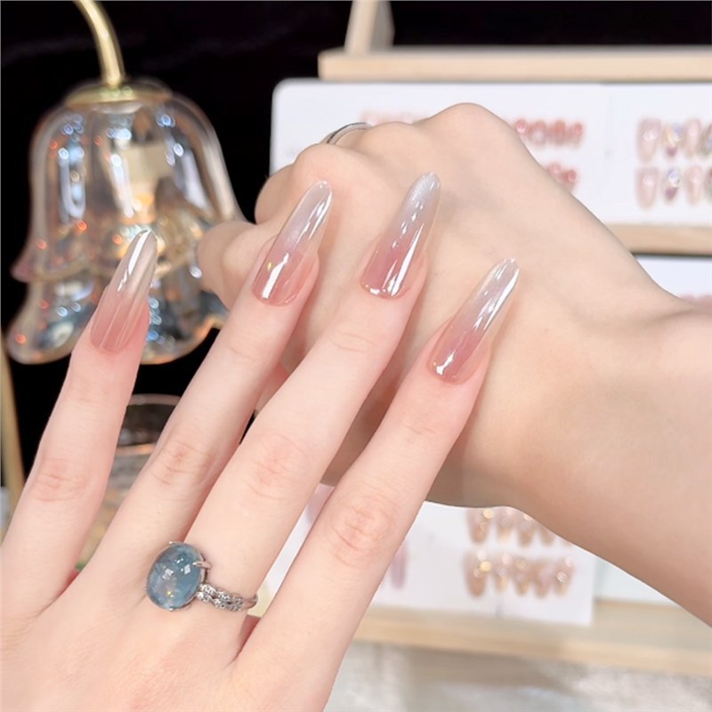 [Aurora Cat's Eye] Electroplated Nude Cat's Eye Wearable Nails Whitening Daily Manicure Ins Style Nails Advanced Ins Women