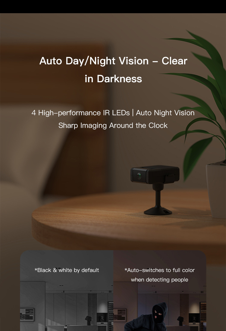 WiFi kamera 1080P, gece görüşü, 1200mAh, çok kullanıcılı paylaşım
