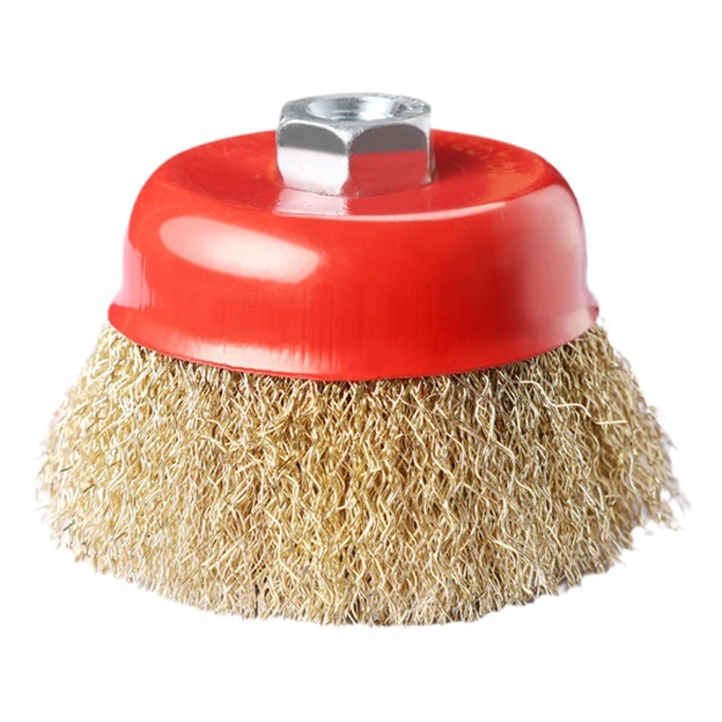 Nueve caballos herramienta de molienda cepillo de alambre de cobre de alambre curvado tipo tazón amoladora de ángulo eliminación de óxido pulido cepillo de pulido rueda de alambre