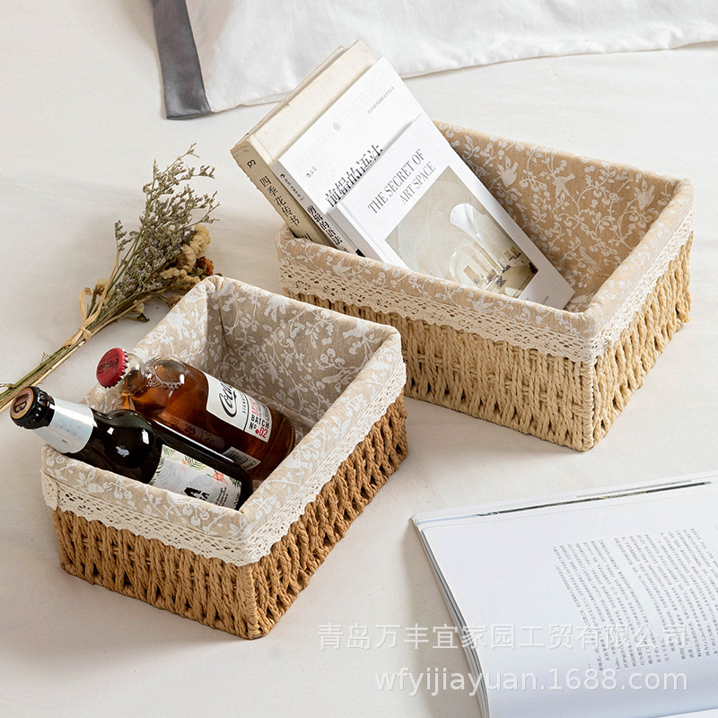 Home Storage Box Underwear Panties Paper Rope Basket Woven Restaurant Small Candy Storage Box Desktop Office Sundries Storage