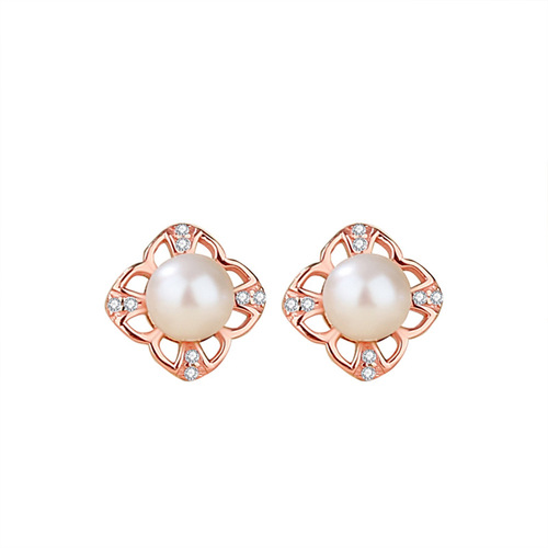 Original four-leaf clover pearl earrings for women, sterling silver, compact retro flower earrings, temperament earrings, women's day gifts