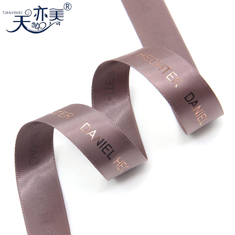 Tianyimei embalaje impresión de logotipo de estampado de oro cinta de tela ecológica tarta de serigrafía flores de regalo de cumpleaños cinta