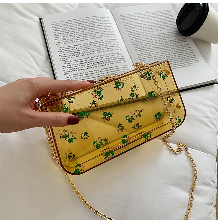 New Fashion Transparent Arcylic Printing One-shoulder Messenger Small Square Clutch Bag Wholesale Nihaojewelry display picture 11