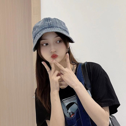 Zhao Lusi style large head circumference denim duckbill fisherman hat for women, suitable for spring and summer, versatile, natural, sun protection, stylish hat