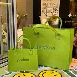 绿色毛毡包支持雕刻图片印刷任何品牌logo托特包大容量购物环保袋