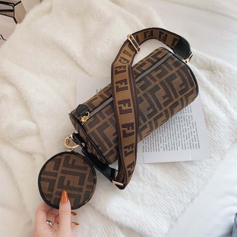 Canvas Cylinder Bag For Women 2025 New Fashion Retro Print Boston Bag Shoulder Crossbody Pillow Bag - Thumbnail 2
