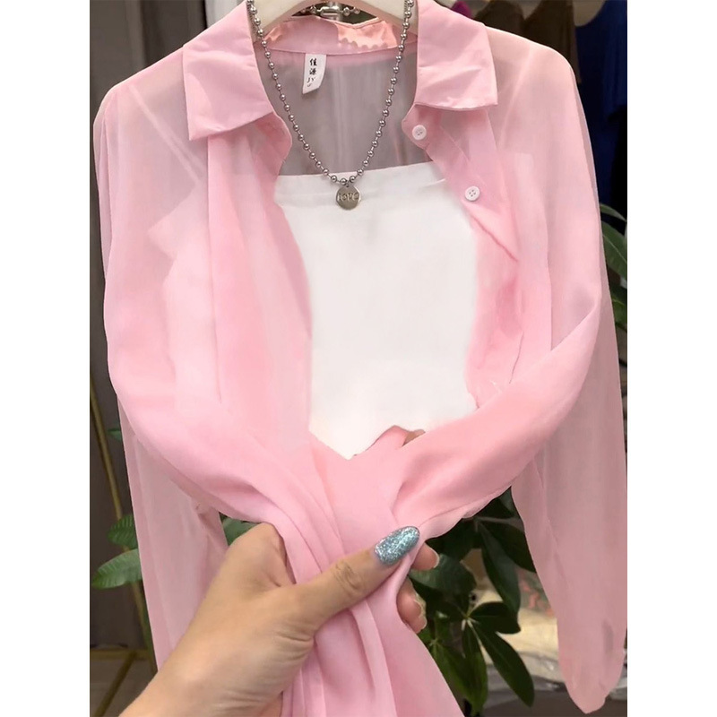 珠光糸日焼け止めシャツコート女性用夏の薄い氷感超滑り通勤外着カーディガン軽薄上着ブーム|undefined