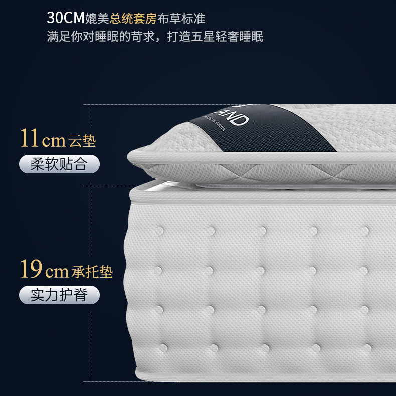 希尔顿酒店床垫家用卧室乳胶软垫独立袋弹簧床垫软硬适中护脊床垫|undefined