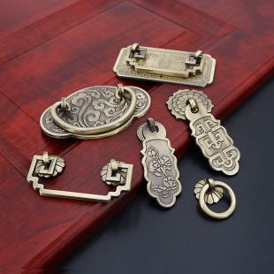 New Chinese Classical Cabinet Medicine Cabinet Door Handle Handle Antique Copper Vintage Cabinet Drawer Wardrobe Wine Cabinet Pull Ring