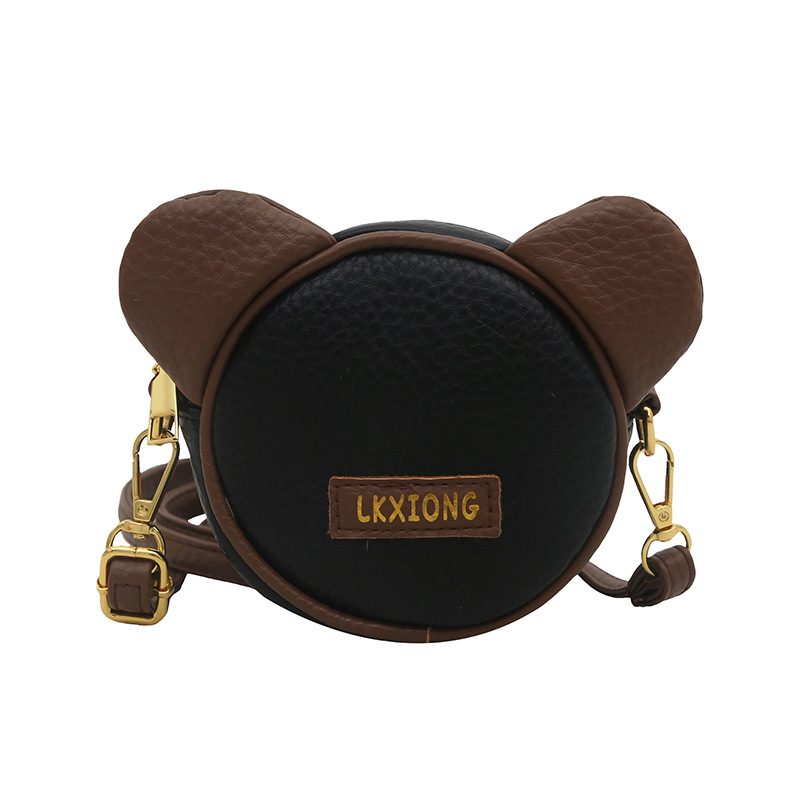 Cartoon Anime Little Bear Head Bolso de hombro para niños y niñas Mini lindo bolso de mensajero para bebés Bolso para niños de color de contraste de moda