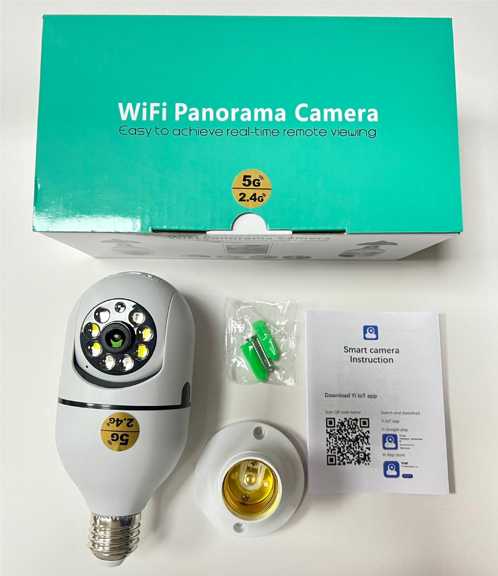 Cámara de bombilla de visión nocturna inalámbrica compatible con vista panorámica de 360 grados, protección de vigilancia inteligente, cámara HD para el hogar