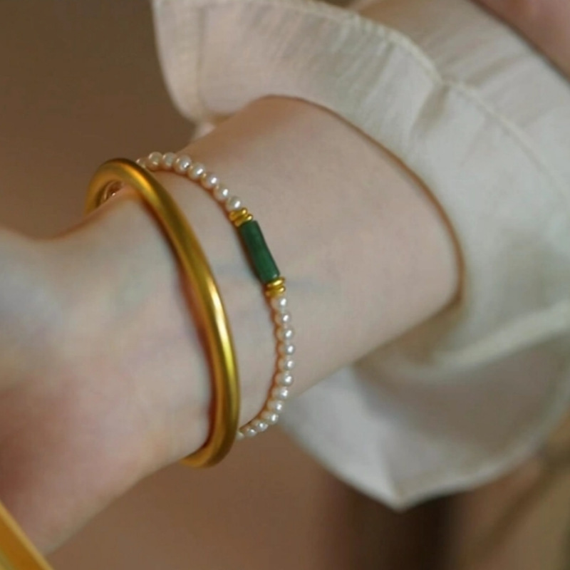 New Chinese-Style Malay Jade Pearl Bracelet, Niche Design, Cool and Refreshing Feel, Light Luxury, Exquisite and High-Value, with a Sense of Traditional Chinese Style