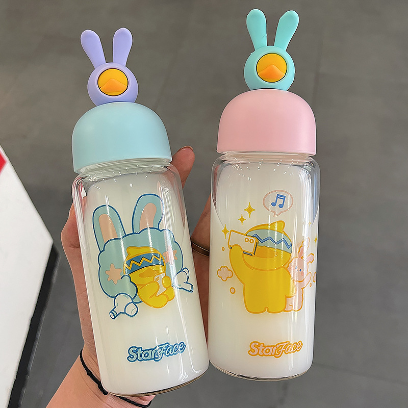 Fashion Rabbit Duck Cute Portable Glass Water Cup Wholesale display picture 18