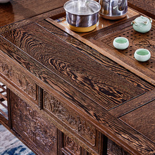 HF2X红木家具鸡翅木茶桌椅组合 实木仿古中式茶台客厅功夫茶桌整