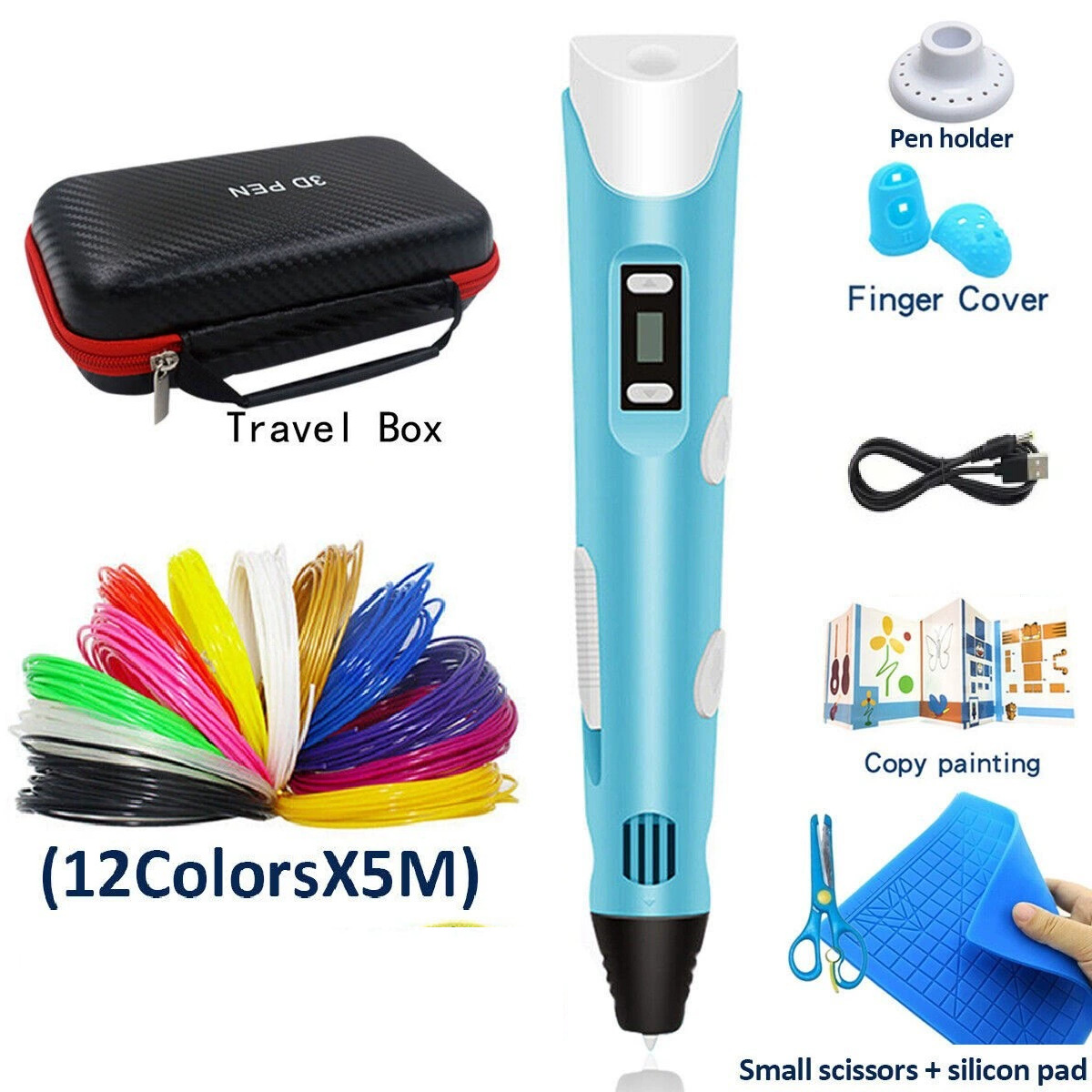 Cross-border 3D Printed Stroke Book Silicone Resistente al quemado Muñeco accesorios periféricos DIY gratuitos Bolsa de almacenamiento Consumibles PLA