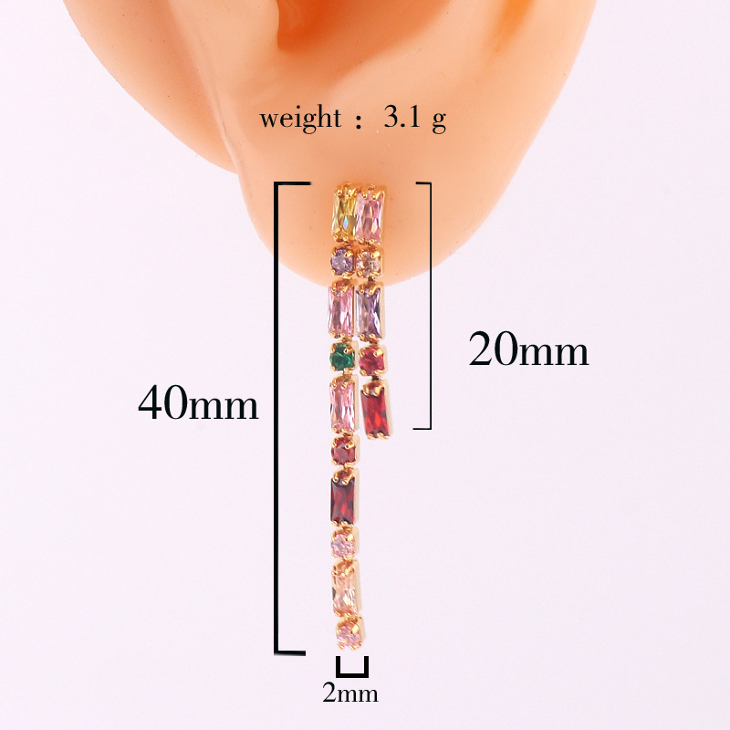 Simple Style Tassel Copper Earrings Plating Zircon Copper Earrings