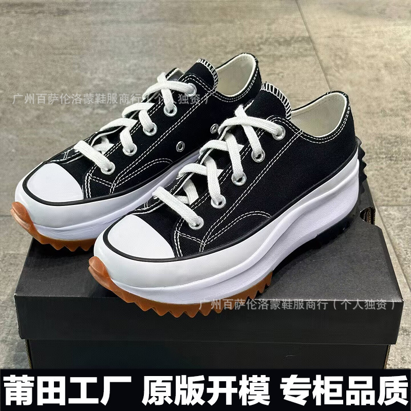 Patriotic Converse Zigzag Run Starhike Same Style Thick-Soled Low-Rise Platform Canvas Shoes for Men and Women
