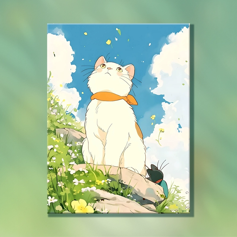✅Фуци Fat Cat Diy цифровая масляная живопись 2025 новый стиль чтобы снять стресс тело вручную рисование раскраска самостоятельно