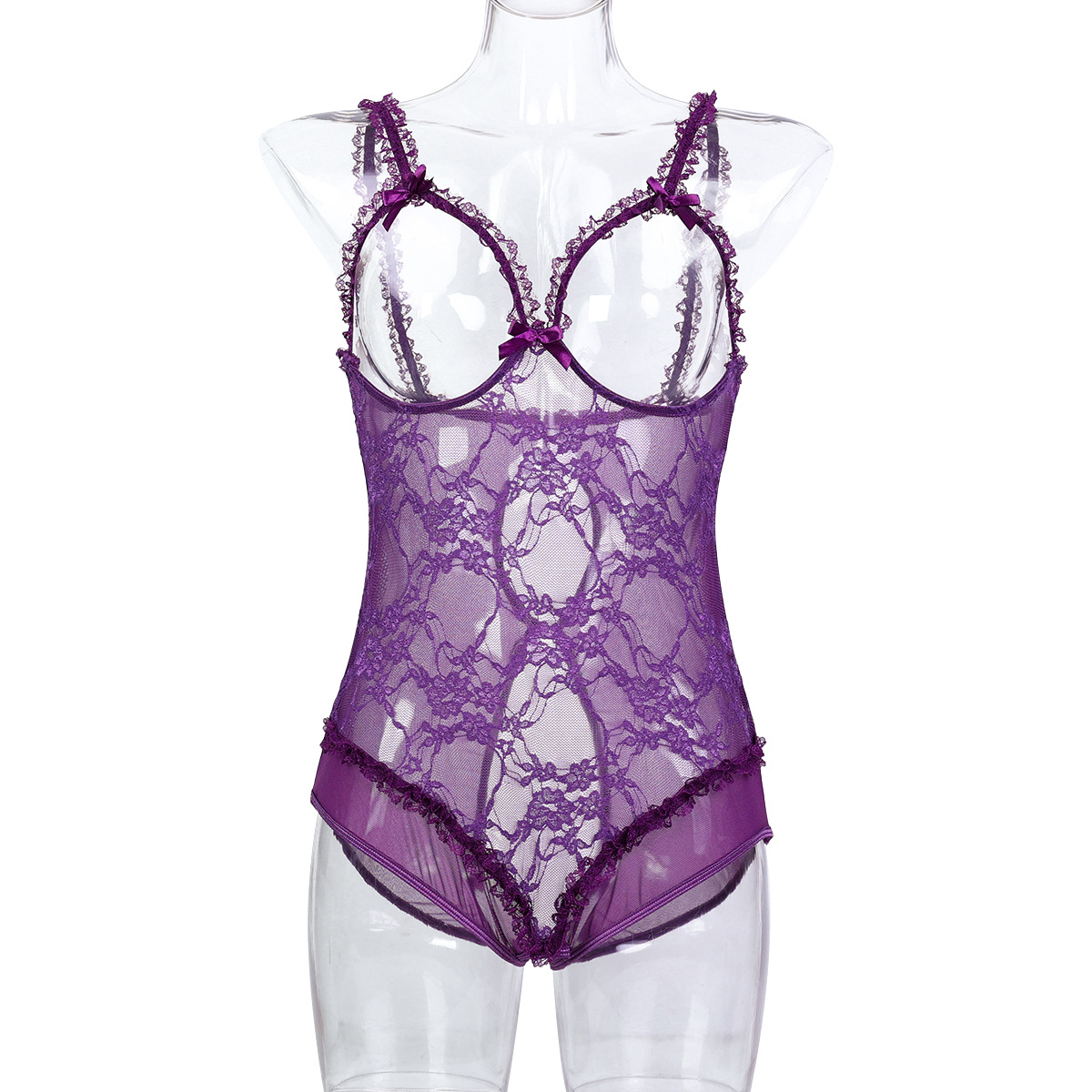 CHILLGIO Sexy Crotchless Purple Lingerie Women Lace Hollow Oversize  Jumpsuit Erotic Pajamas Sheer Bodycon Combination Bodysuits - AliExpress  200000345