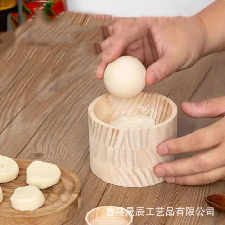 Molde de bola de masa redonda de madera Cocina Año nuevo Enrollado de madera Dispositivo de piel de bola de masa Pastelería y artefacto de piel de pan