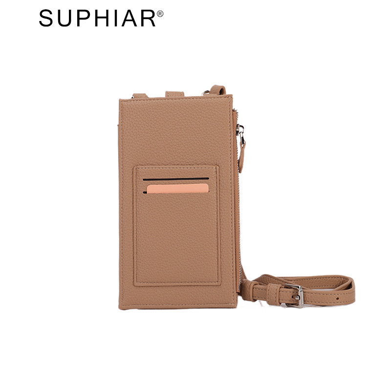 Bolso para teléfono móvil multifuncional transfronterizo de un solo hombro con cremallera mochila para teléfono móvil de cuero PU pequeño y simple para mujer mini bolso para teléfono móvil diagonal