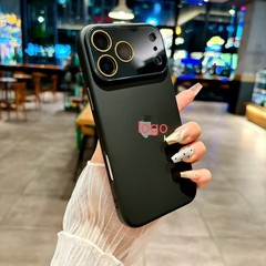 iPhone17ProMaxに適しています シンプルなApple 13用液体シリコンケース レンズフィルム付き Apple 12用携帯電話ケース