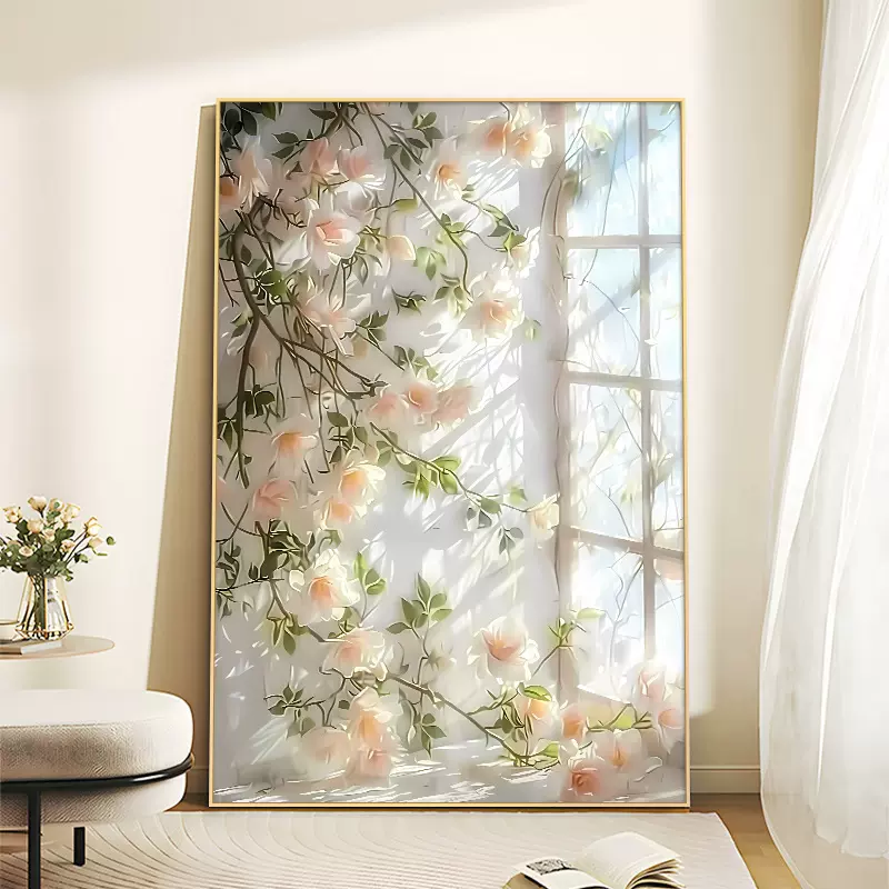 奶油风花卉客厅装饰画小清新沙发背景墙落地画北欧ins玄关挂画