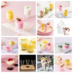 使い捨て高透明食品級PSデザートカップムースカップ布丁カップデザート台カップ (メーカー販売)