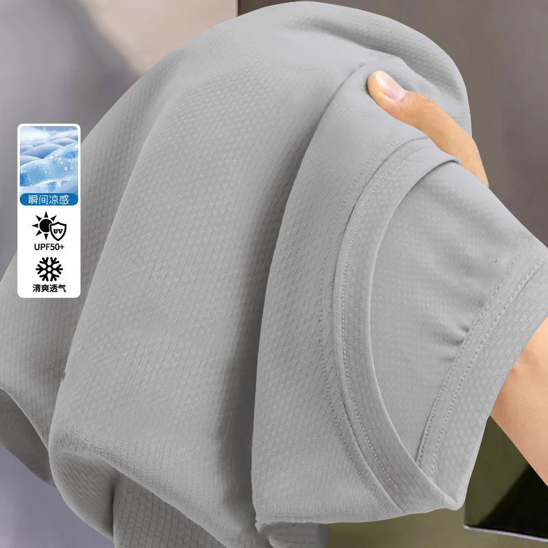 Camiseta de hielo transpirable, secado rápido, malla transpirable de manga corta, camiseta deportiva al aire libre de manga corta para hombres. image 8