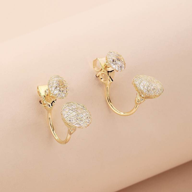 Retro Mesh Square Round Rhinestone Earrings Wholesale Nihaojewelry display picture 7