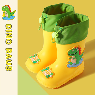 Children's Rain Boots for Boys and Girls Cute Cartoon Kindergarten Baby Waterproof Rubber Shoes for Small and Medium-Sized Children Non-Slip Overshoes Wholesale
