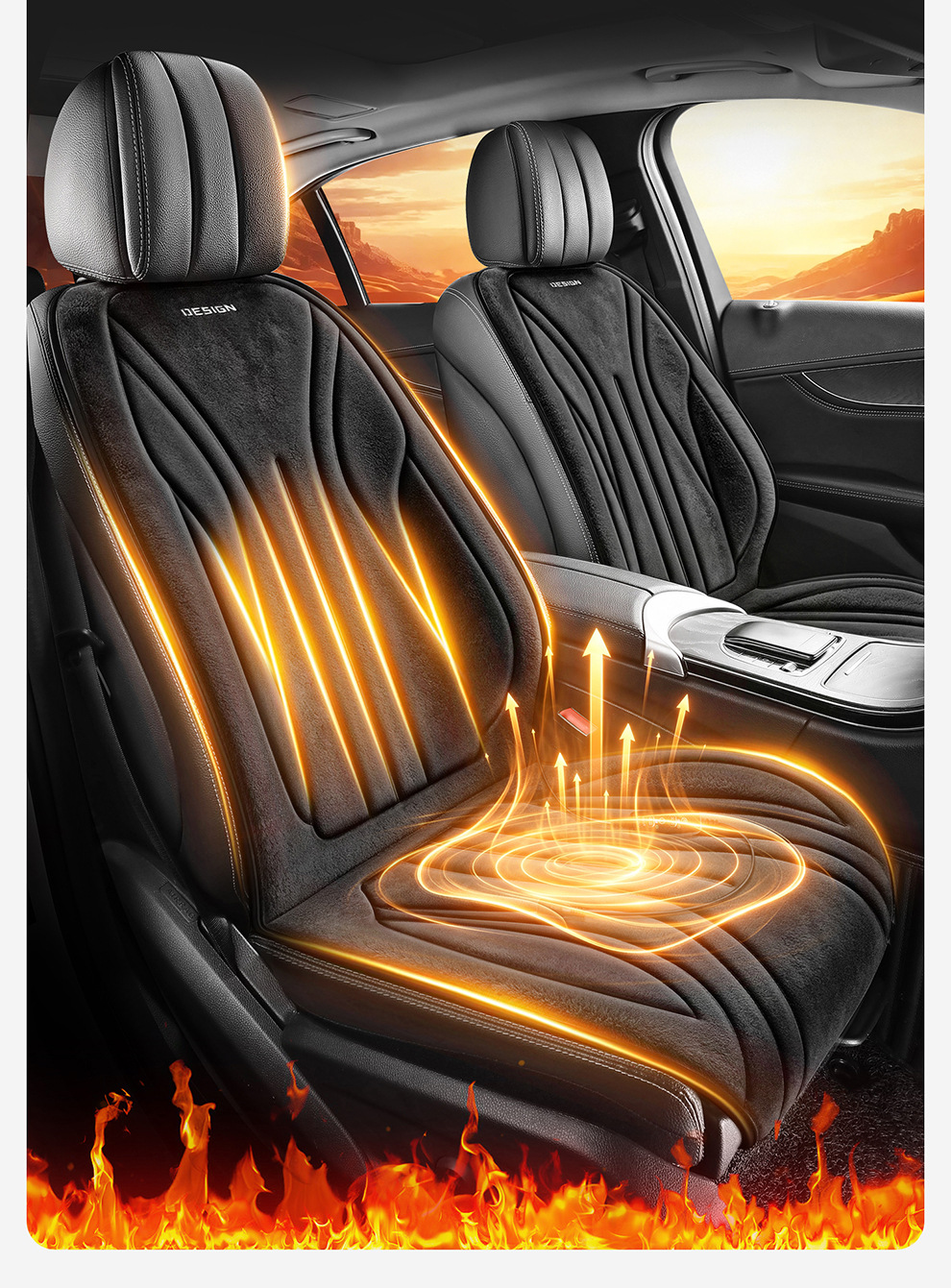 New winter short-pile heated car seat cushion, 12V/24V universal cigarette lighter USB quick-heating car seat pad
