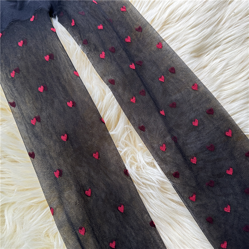 Trendy Polka Dot & Bow Sheer Pantyhose - Sexy Lace Tights With Heart & Dot Patterns, Ultra-Thin 10d Stockings For Women, Multiple Styles_voghion.com