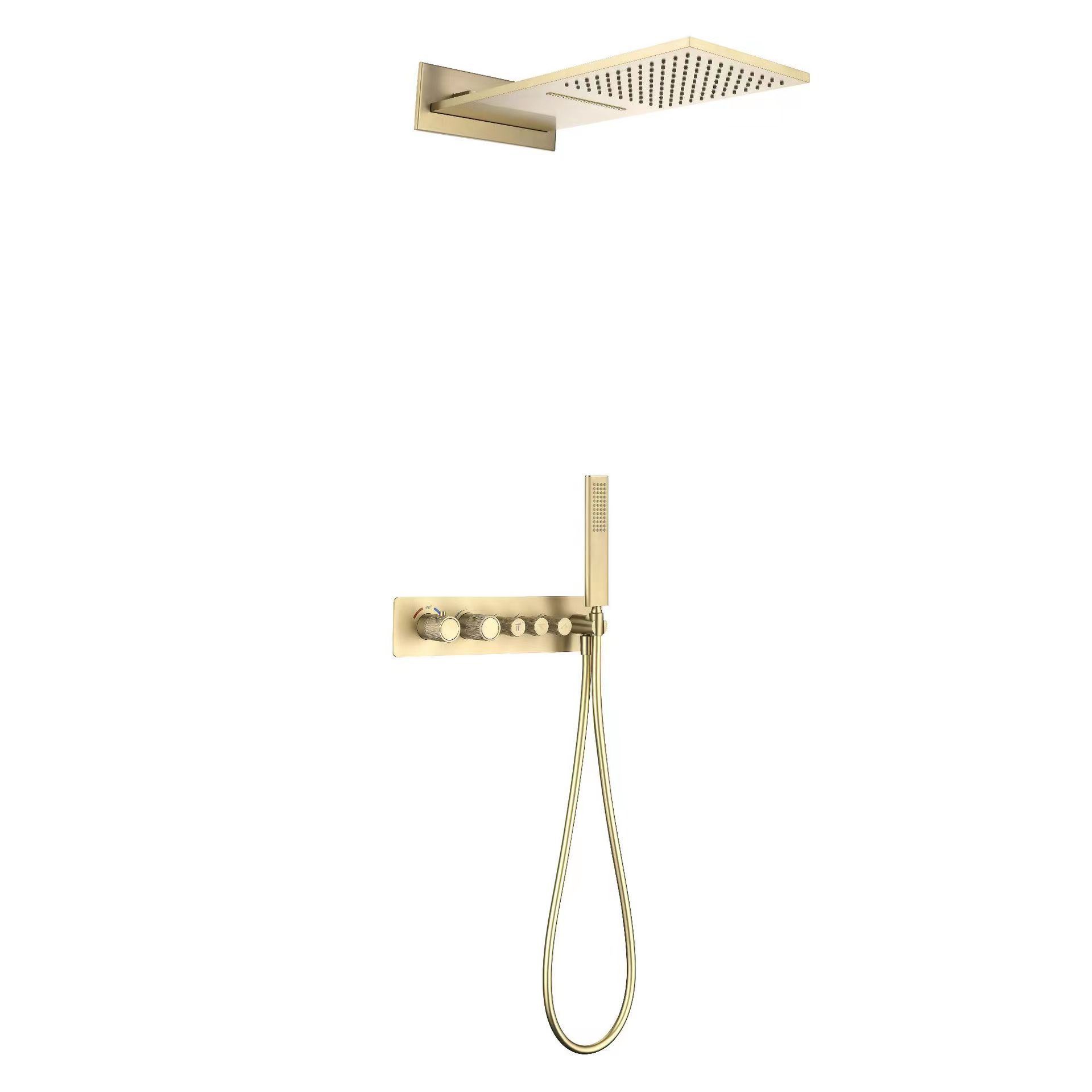 Traje de ducha de pared gris de pistola dividida de cobre transfronterizo oculto ducha de baño presurizado