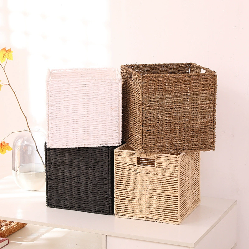 Домашняя чистая плетеная корзина для хранения ручной работы в скандинавском стиле большая корзина для хранения настольная полая простая корзина для хранения оптом