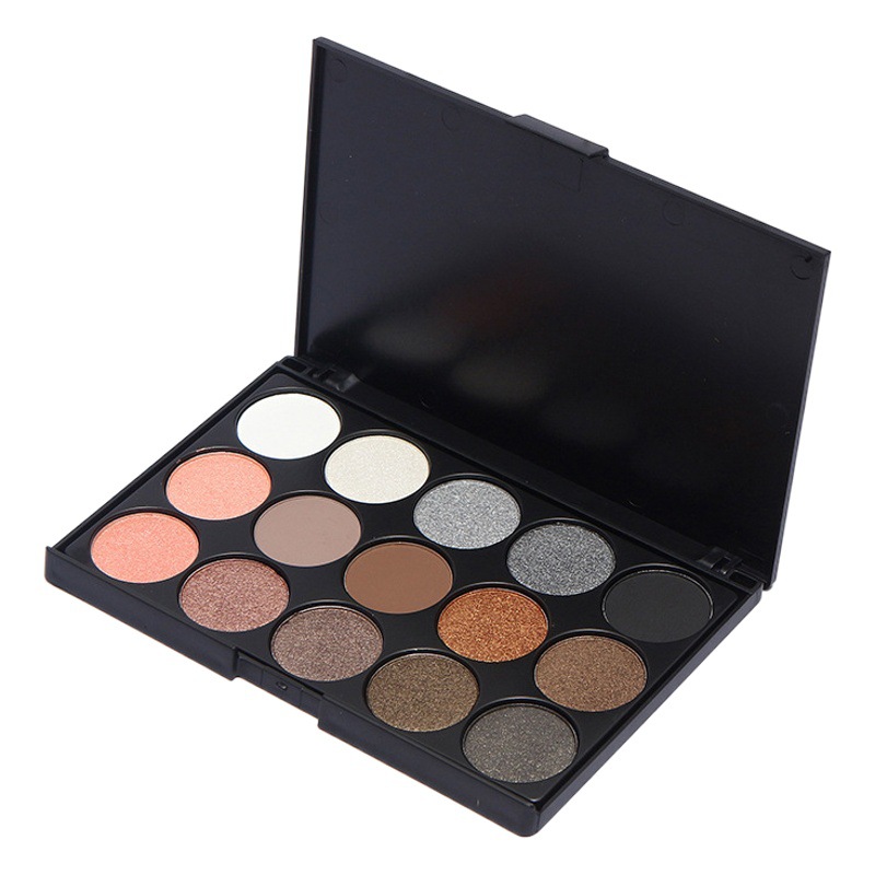 Cross-Border Exclusive Supply of Beauty Products: 15-Color Eyeshadow Palette Available in Earth Tones, Matte and Shimmer, Natural Makeup Palette, Delicate Cosmetics