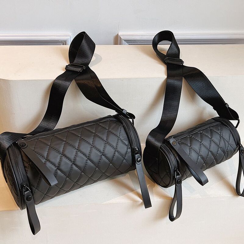 Rhomboid Cylinder Bag Women's Crossbody Bag Pillow Bag Oxford Cloth Nylon Cloth 2023 New Bucket Bag Checkerboard Popular Style