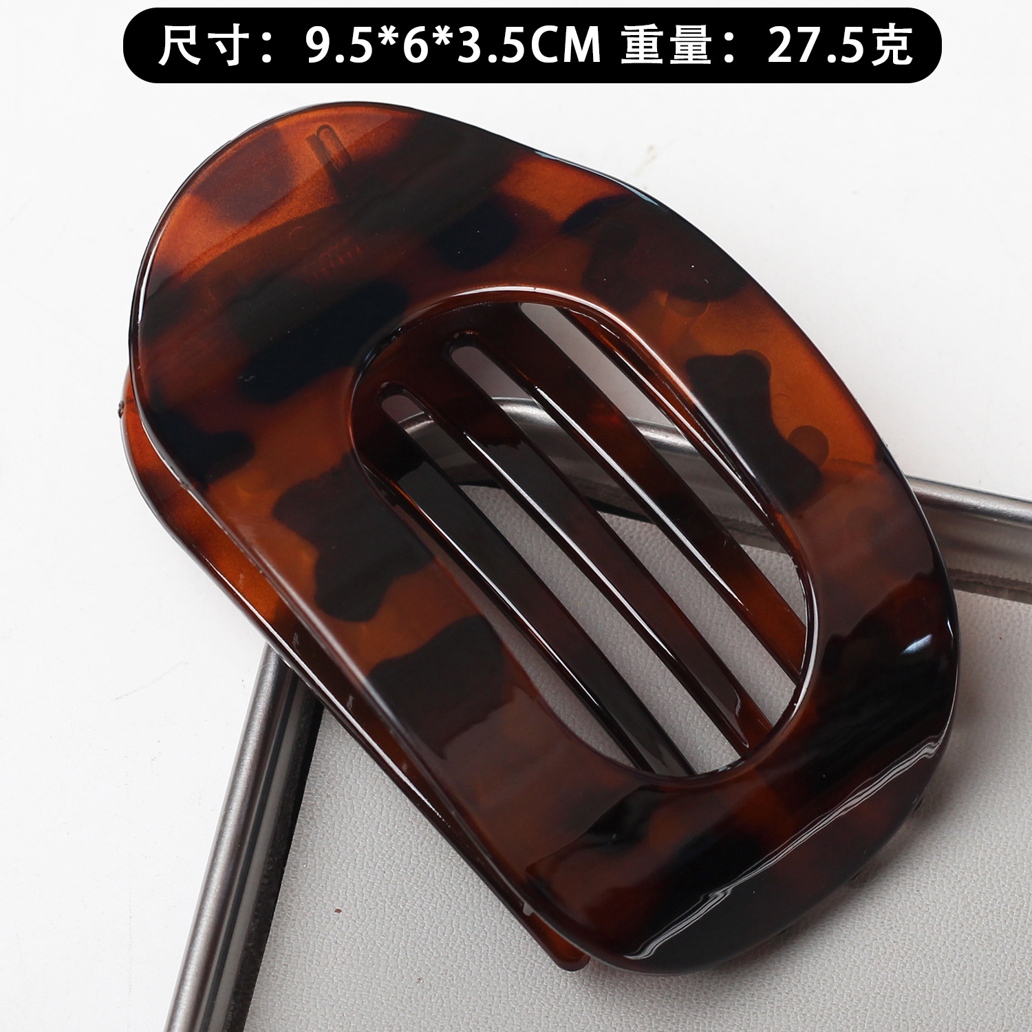 Nuevo material transfronterizo de PC plano elíptico clip de cabello de la cabeza trasera rascar el cabello de la cabeza curva temperamento arco clip de tiburón adornamiento para el cabello image 10