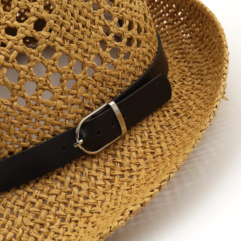 Wholesale Accessories Sunshade Hollow Belt Casual Jazz Straw Hat display picture 6