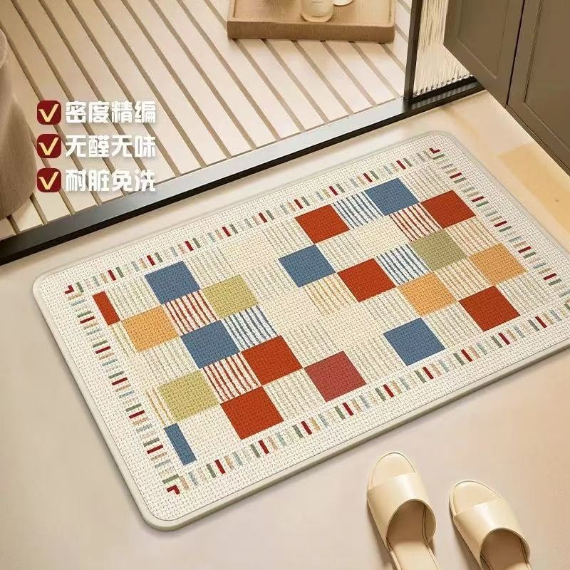 Fresh and Simple Linen Floor Mats for Home Use, Non-Slip Bathroom Mats, Toilet Entrance Absorbent Floor Mats, Wholesale from Manufacturer