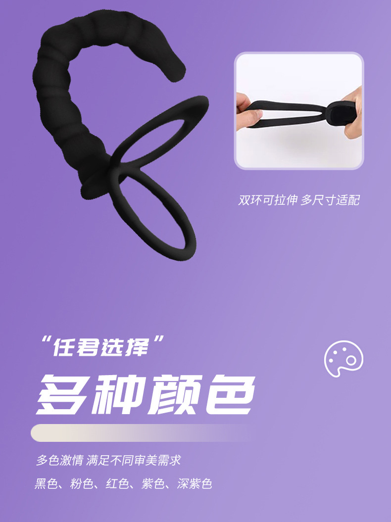 Silicone Anal Beads Prostate Massager Plug, Manual Control, Purple — detail image 5