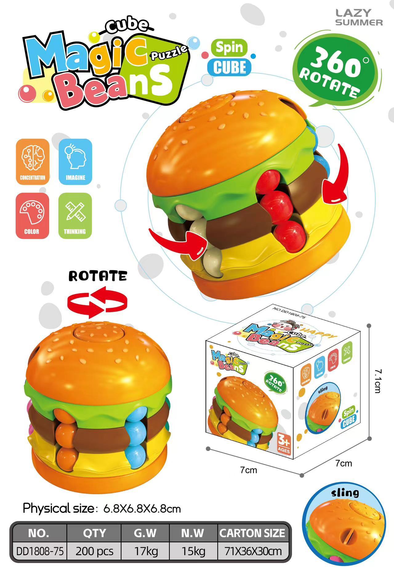 Hamburgo Rubik frijoles descompresivos giroscópicos de punta de dedo novedosos juguetes de rompecabezas infantiles transfronterizos image 8
